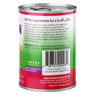 Health Extension Grain-Free Beef Canned Dog Food, 12.5-oz, case of 12 - Image 3
